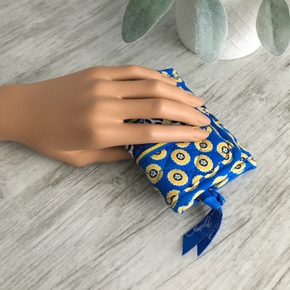 Vera Bradley Rivera Blue Pattern Design Yellow Trifold Wallet Spring 2008 - Picture 2 of 14